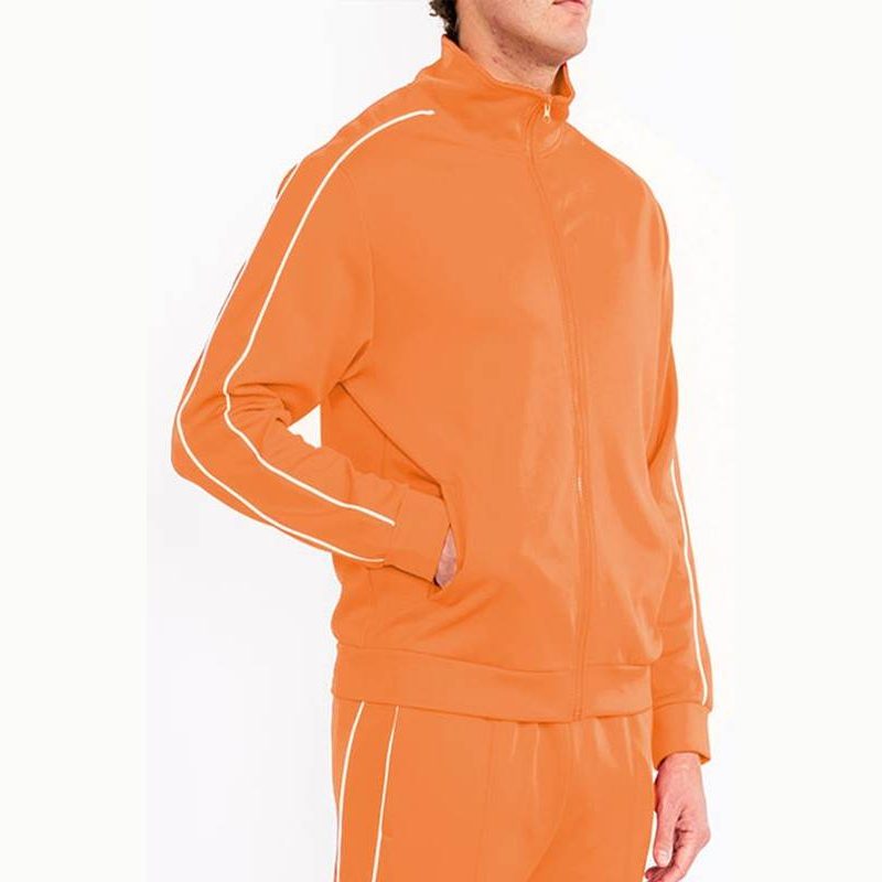 Mens Red w/White Side Pipe Track Jacket - VacationGrabs