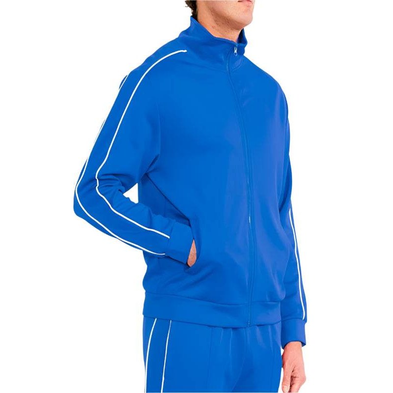 Mens Royal Blue Side Pipe Track Jacket - VacationGrabs