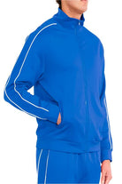 Mens Royal Blue Side Pipe Track Jacket - VacationGrabs