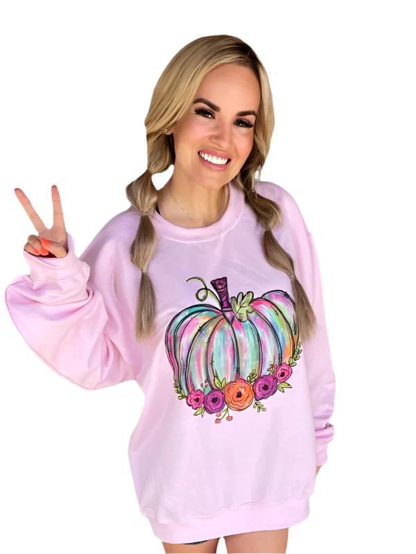 Women's Sweatshirts & HoodiesBright Pumpkin Crewneck Plus Size Sweatshirt - VacationGrabs