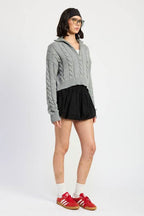 Half Zip Cable Knit Sweater - VacationGrabs