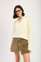 Women's SweatersHalf Zip Cable Knit Sweater - VacationGrabs