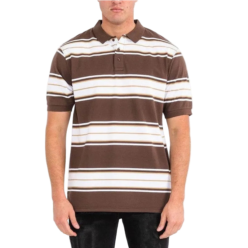 Old School Striped Pique Polo Shirt - VacationGrabs