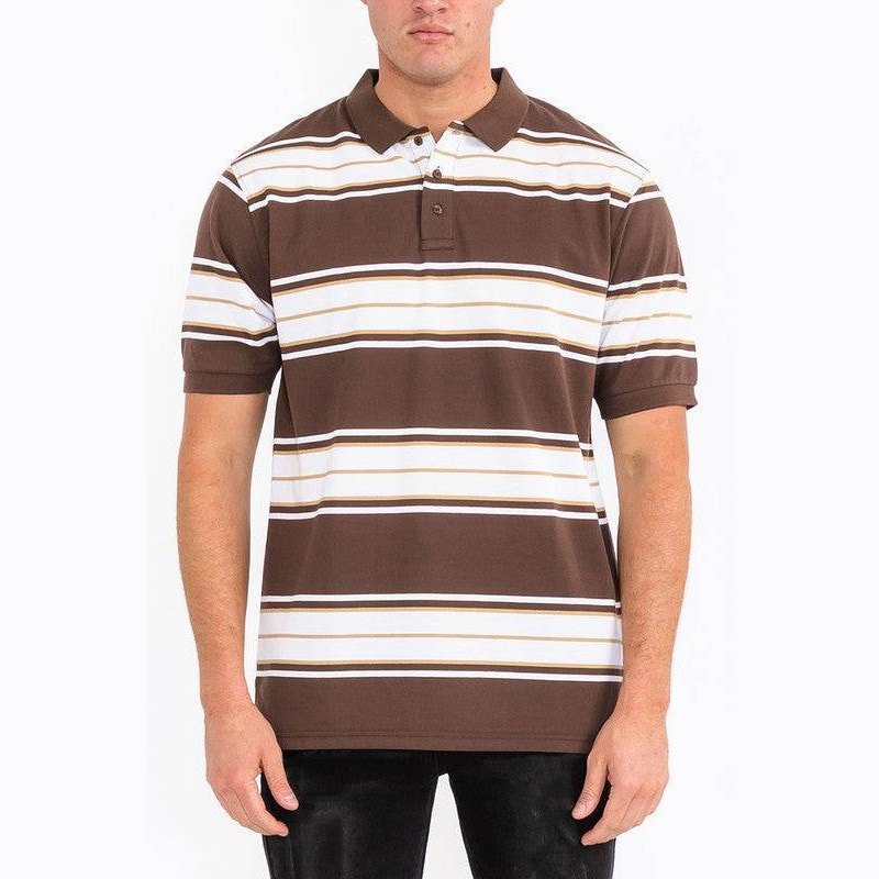 Old School Striped Pique Polo Shirt - VacationGrabs