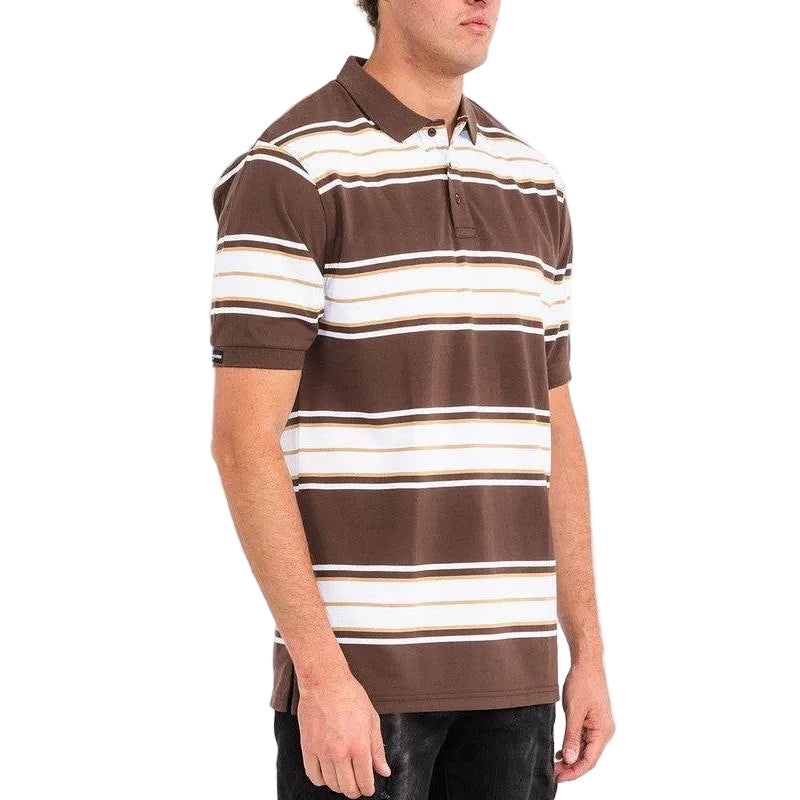 Old School Striped Pique Polo Shirt - VacationGrabs