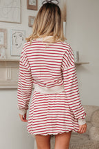 Stripe Cropped Pullover and Bubble Mini Skirt Set