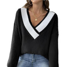 Women's SweatersWomen's V-neck Ribbed Sweater - VacationGrabs