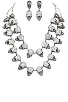 Women's Jewelry - NecklacesCrystal Skull Layer Statement Necklace Set - VacationGrabs