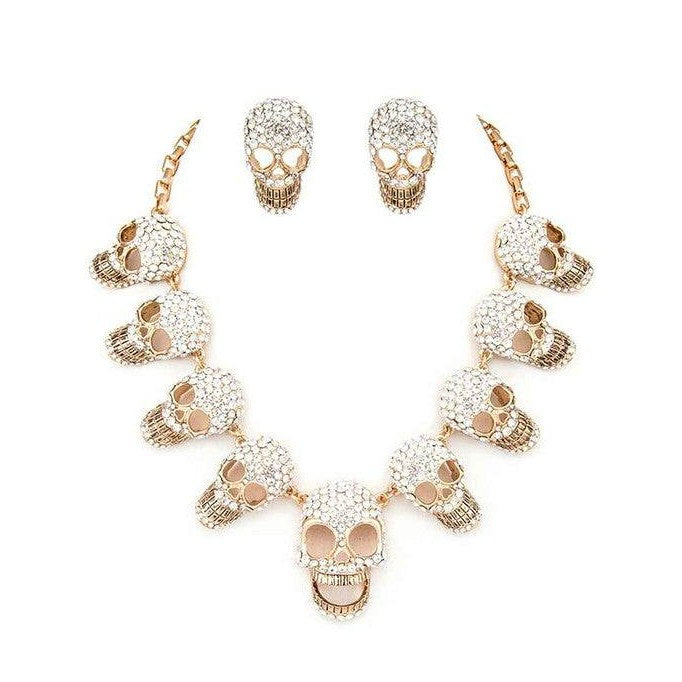 Crystal Iconic Skull Necklace Set - VacationGrabs