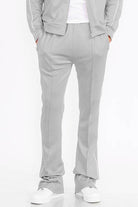 Mens Red Side Pipe Stacked Flare Pants - VacationGrabs