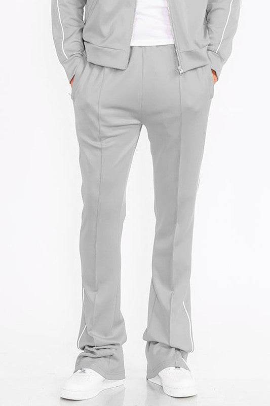 Mens Red Side Pipe Stacked Flare Pants - VacationGrabs