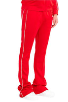 Mens Red Side Pipe Stacked Flare Pants - VacationGrabs