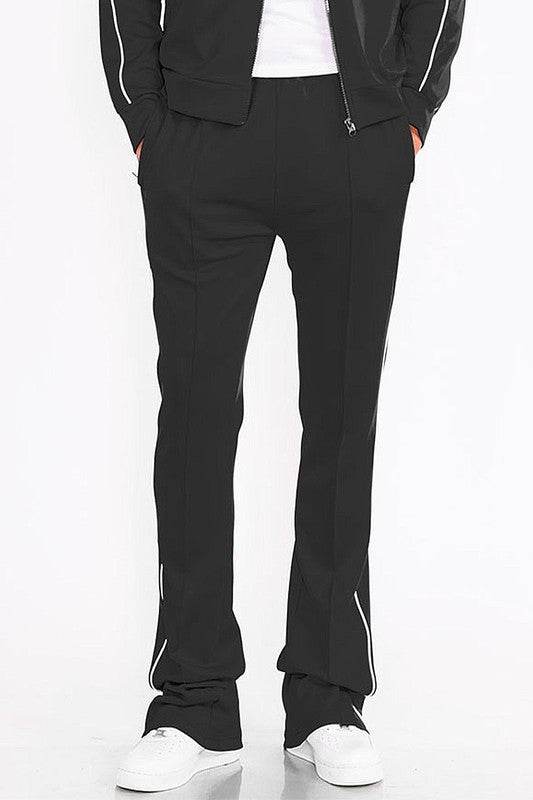 Mens Red Side Pipe Stacked Flare Pants - VacationGrabs