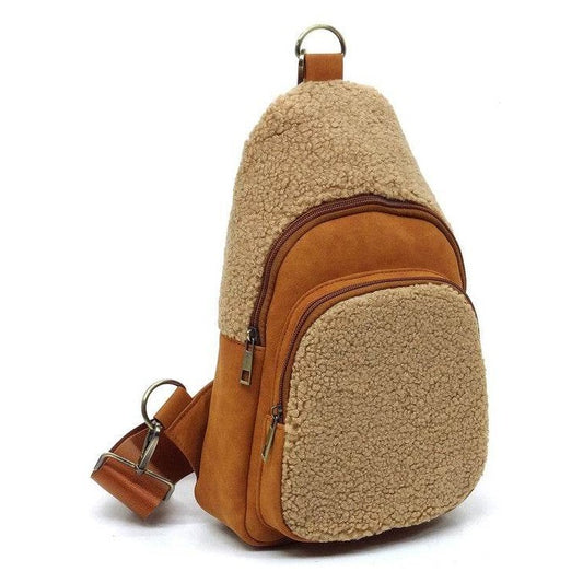 Terry Fur Sling Bag Backpack - VacationGrabs