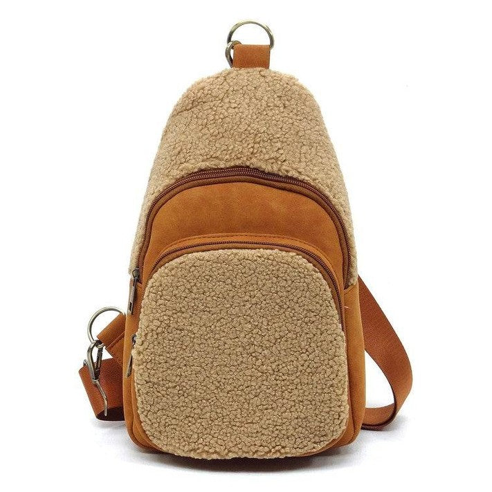 Terry Fur Sling Bag Backpack - VacationGrabs