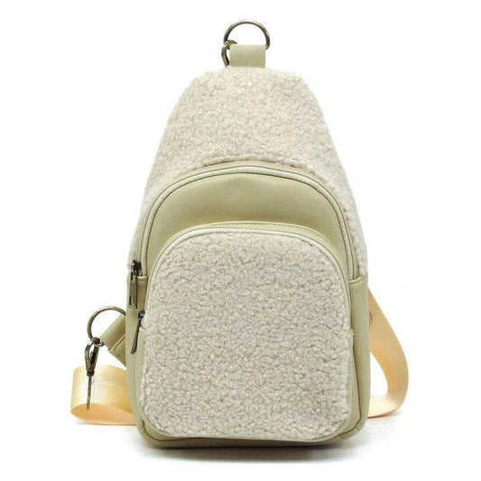 Terry Fur Sling Bag Backpack - VacationGrabs
