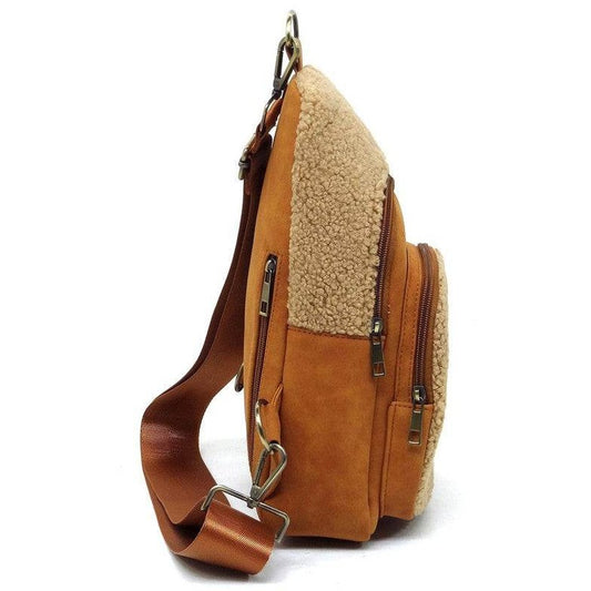 Terry Fur Sling Bag Backpack - VacationGrabs