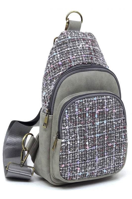 Colorful Tweed Sling Bag Backpacks - VacationGrabs