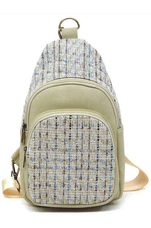 Colorful Tweed Sling Bag Backpacks - VacationGrabs