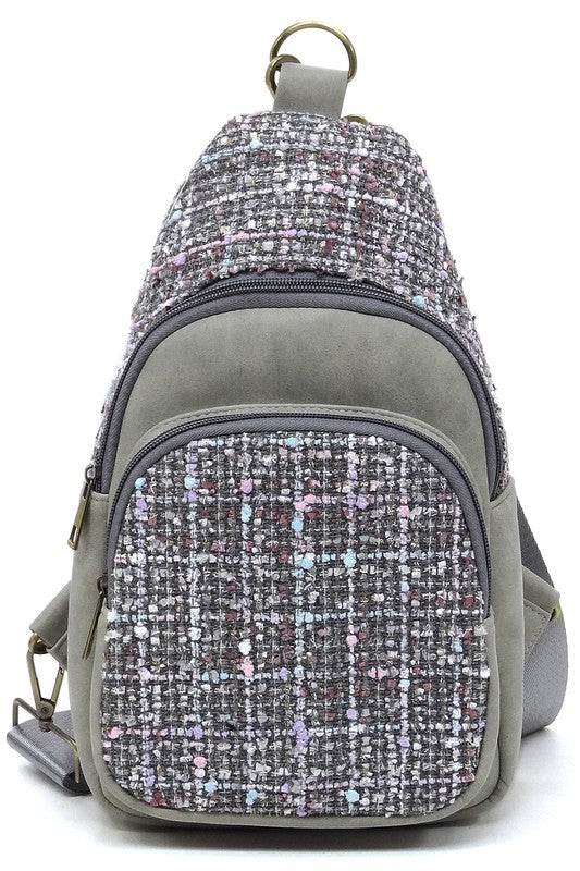 Colorful Tweed Sling Bag Backpacks - VacationGrabs