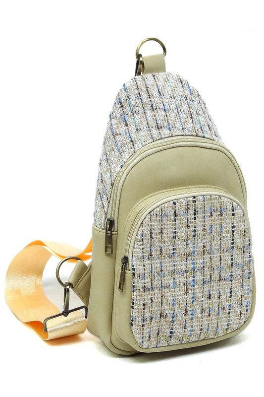 Colorful Tweed Sling Bag Backpacks - VacationGrabs