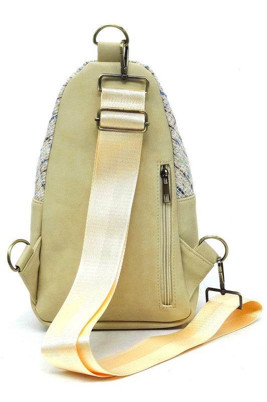 Colorful Tweed Sling Bag Backpacks - VacationGrabs
