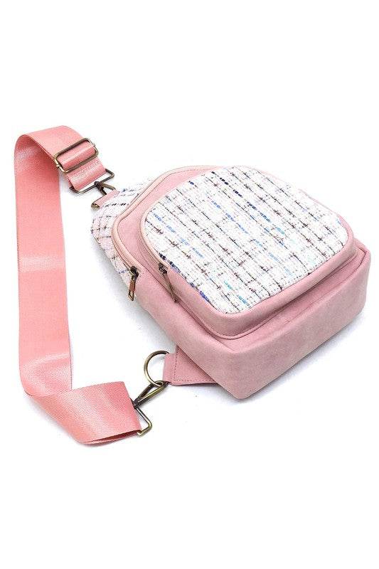 Colorful Tweed Sling Bag Backpacks - VacationGrabs