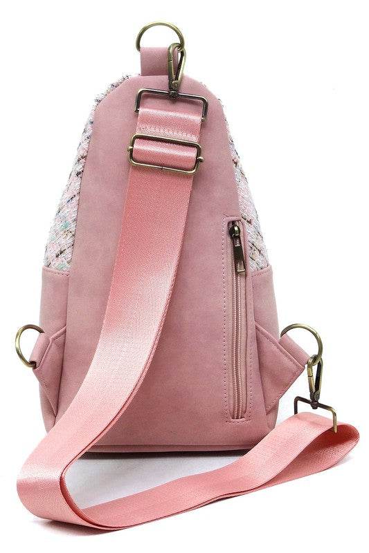 Colorful Tweed Sling Bag Backpacks - VacationGrabs
