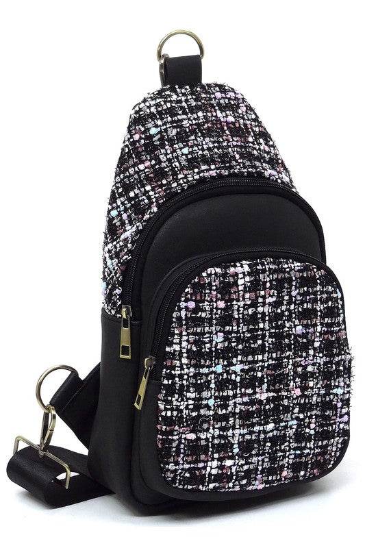 Colorful Tweed Sling Bag Backpacks - VacationGrabs