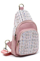 Colorful Tweed Sling Bag Backpacks - VacationGrabs