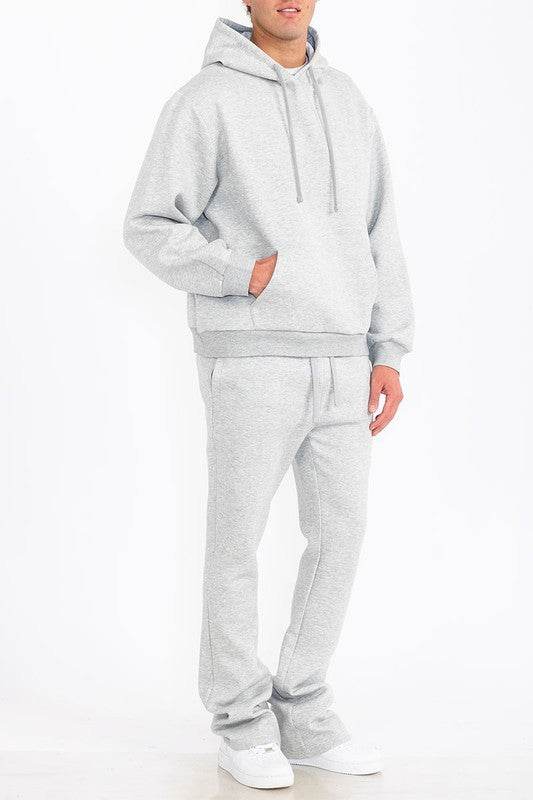 Mens Solid Fleece Flare Stacked SET - VacationGrabs