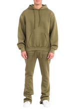 Mens Solid Fleece Flare Stacked SET - VacationGrabs