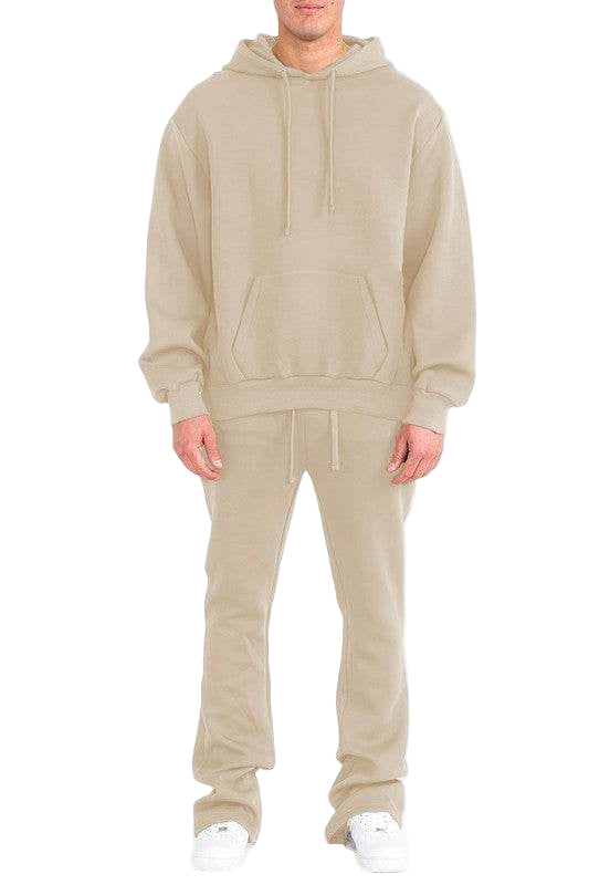 Mens Solid Fleece Flare Stacked SET - VacationGrabs