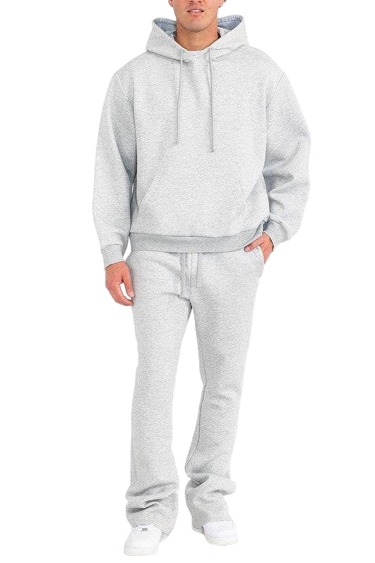 Mens Solid Fleece Flare Stacked SET - VacationGrabs