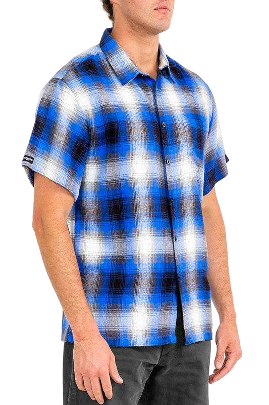 Mens Plaid Short Sleeve Flannel - VacationGrabs