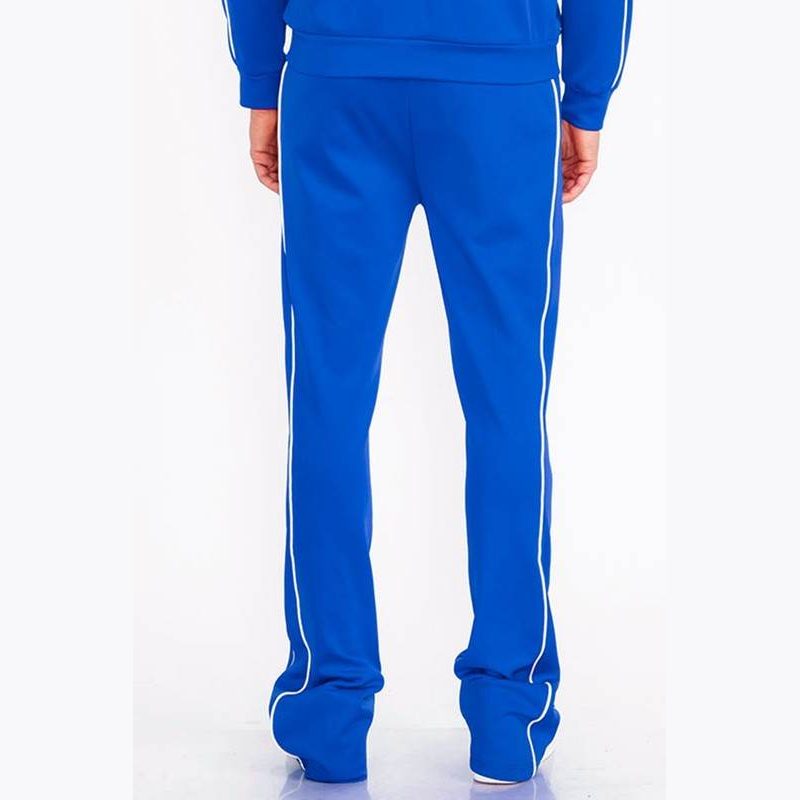 Mens Royal Blue Side Pipe Stacked Flare Pants - VacationGrabs