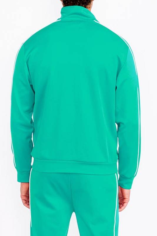 Mens Teal Green Side Pipe Track Jacket - VacationGrabs