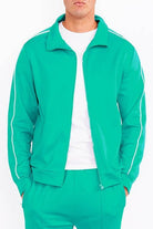 Mens Teal Green Side Pipe Track Jacket - VacationGrabs