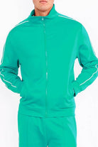 Mens Teal Green Side Pipe Track Jacket - VacationGrabs