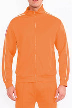 Mens Orange Side Pipe Track Jacket - VacationGrabs