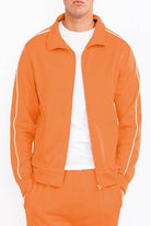 Mens Orange Side Pipe Track Jacket - VacationGrabs