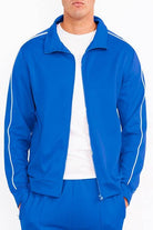 Mens Royal Blue Side Pipe Track Jacket - VacationGrabs