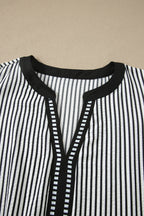 Plus Size Stripe Flutter Sleeve V-Neck Maxi Dress
