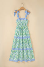 Floral Geometric Stripe Patchwork Sleeveless Dress