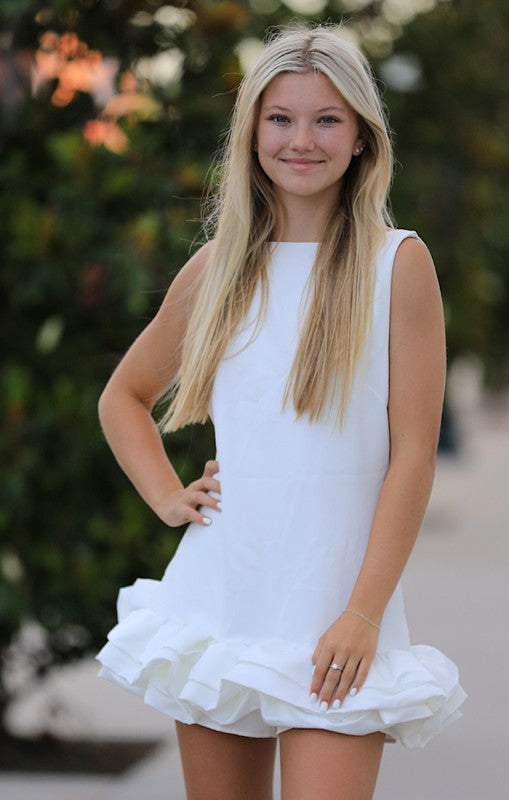 Women'S Above Knee Ruffle Trim Dress