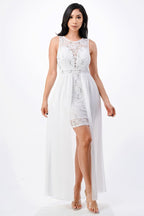 HIGH LOW OVERLAY LACE DRESS