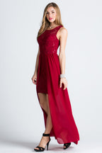 HIGH LOW OVERLAY LACE DRESS