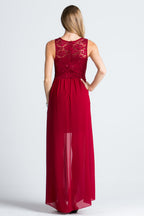 HIGH LOW OVERLAY LACE DRESS