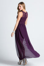 HIGH LOW OVERLAY LACE DRESS