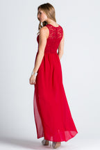 HIGH LOW OVERLAY LACE DRESS